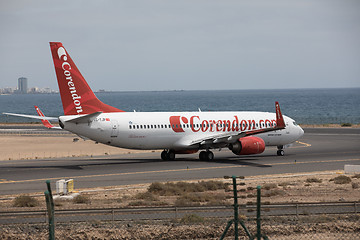 Image showing ARECIFE, SPAIN - APRIL, 15 2017: Boeing 737 - 800 of Corendon.co