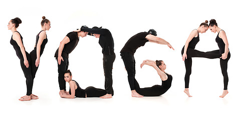 Image showing The word YOGA formed by Gymnast bodies