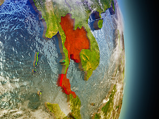 Image showing Thailand in red from space