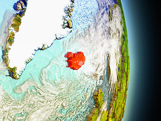 Image showing Iceland in red from space