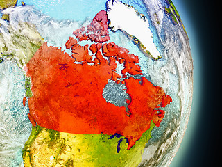 Image showing Canada in red from space