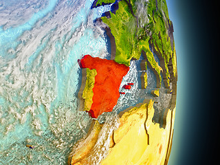 Image showing Spain in red from space