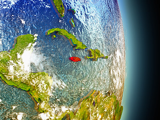 Image showing Jamaica in red from space