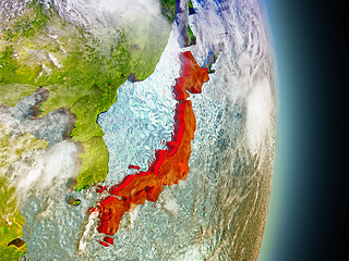 Image showing Japan in red from space