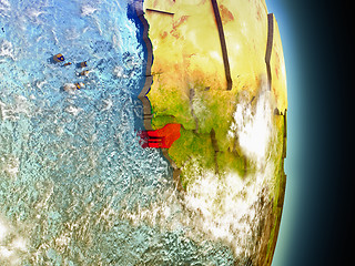 Image showing Guinea-Bissau in red from space