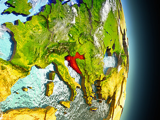 Image showing Croatia in red from space