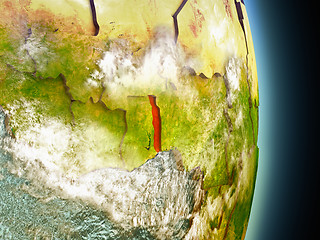 Image showing Togo in red from space