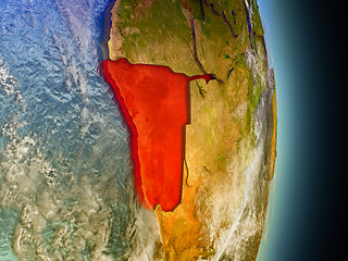 Image showing Namibia in red from space