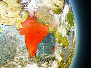 Image showing India in red from space