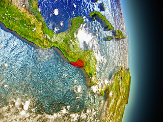 Image showing El Salvador in red from space