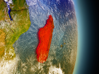 Image showing Madagascar in red from space