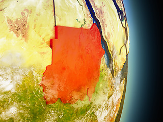 Image showing Sudan in red from space