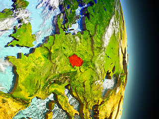 Image showing Czech republic in red from space