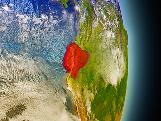 Image showing Ecuador in red from space