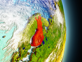 Image showing Finland in red from space