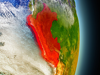 Image showing Peru in red from space