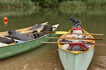 Image showing Canoes on the Riverside