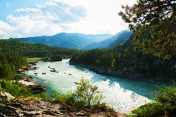 Image showing Sunny day in mountain on river Katun