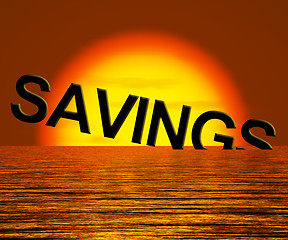 Image showing Savings Word Sinking Showing Reduction In Money Or Wealth