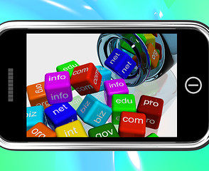Image showing Domain Dices On Smartphone Showing Random Browsing