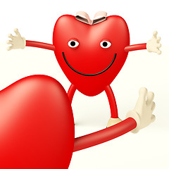 Image showing Heart Cartoon Characters Showing Love And Romance For Valentines