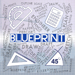 Image showing Blueprint Drawing Shows Creativity Architectural And Architect