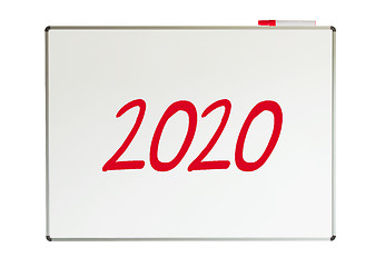 Image showing 2020, message on whiteboard