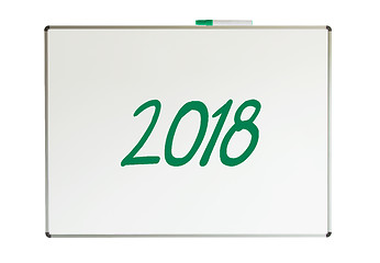 Image showing 2018, message on whiteboard