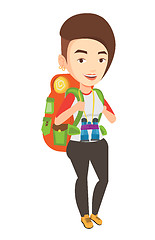 Image showing Cheerful traveler with backpack.