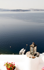 Image showing scenic view from the caldera oia ia santorini greek island