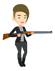 Image showing Hunter ready to hunt with hunting rifle.