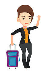 Image showing Young woman hitchhiking vector illustration.