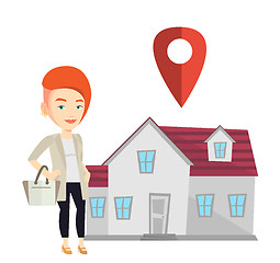 Image showing Realtor on background of house with map pointer.