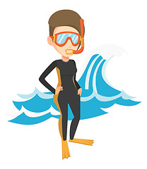 Image showing Young scuba diver vector illustration.