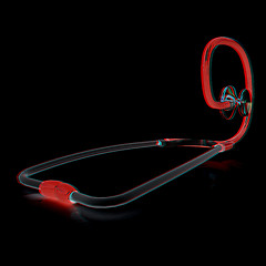 Image showing stethoscope. 3d illustration. Anaglyph. View with red/cyan glass