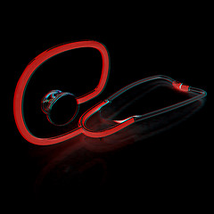 Image showing stethoscope. 3d illustration. Anaglyph. View with red/cyan glass