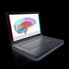 Image showing creative three-dimensional model of  human brain scan on a digit