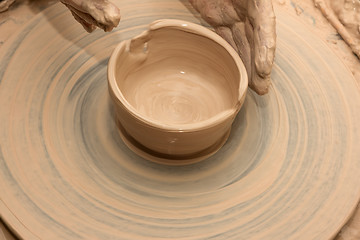 Image showing Process of making clay bowl 