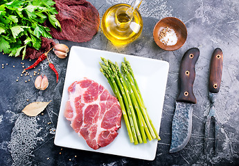 Image showing meat with asparagus