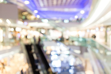 Image showing Abstract bokeh and blur shopping mall and retail store