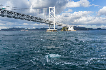 Image showing Onaruto Bridge and Whirlpool with blue sky