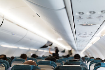 Image showing Interior of the passenger airplane