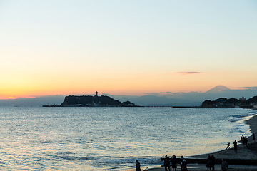 Image showing Sunset in Shonan of Japan