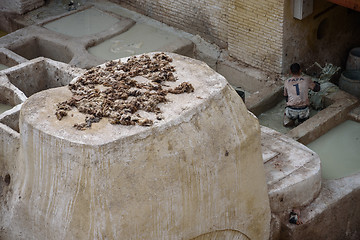 Image showing Old tannery in Fez, Morocco