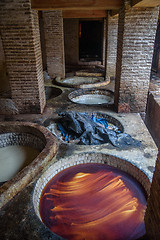 Image showing Old tannery in Fez, Morocco