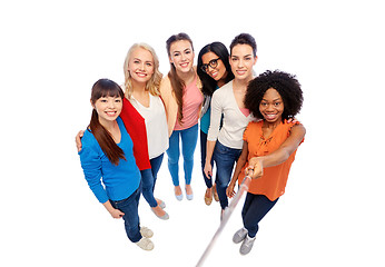 Image showing international group of women with selfie stick