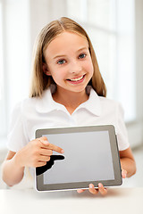 Image showing smiling student girl with tablet pc computer