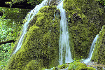 Image showing beautiful cascade on mossy rock
