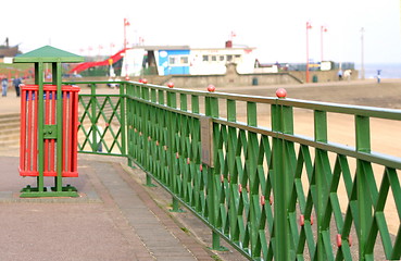 Image showing railings and bin