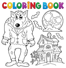 Image showing Coloring book werewolf theme